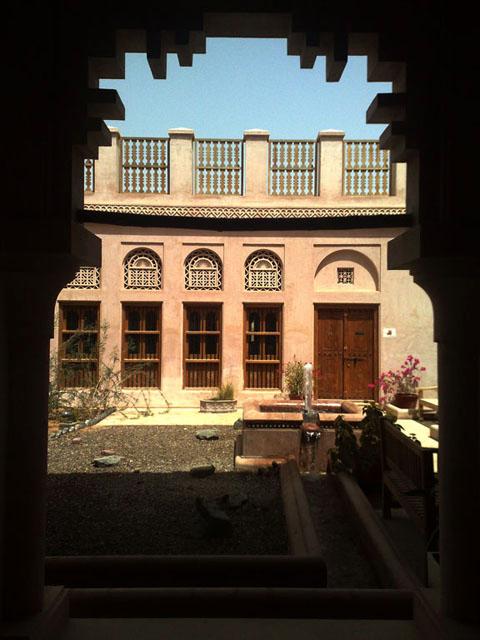 Northeast courtyard with Falaj channel and library entrance