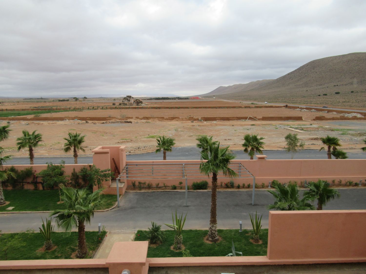 View toward desert and mountain range from east side.