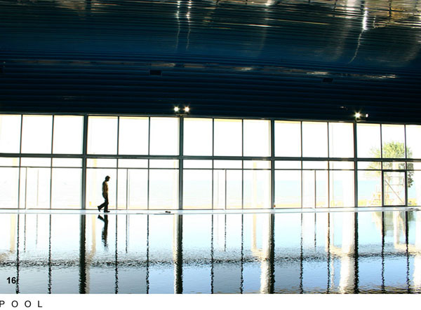 Pool and Recreation Centre - Indoor view of pool space and sea