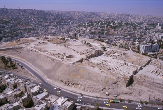 Aerial view of the Amman citadel from the East