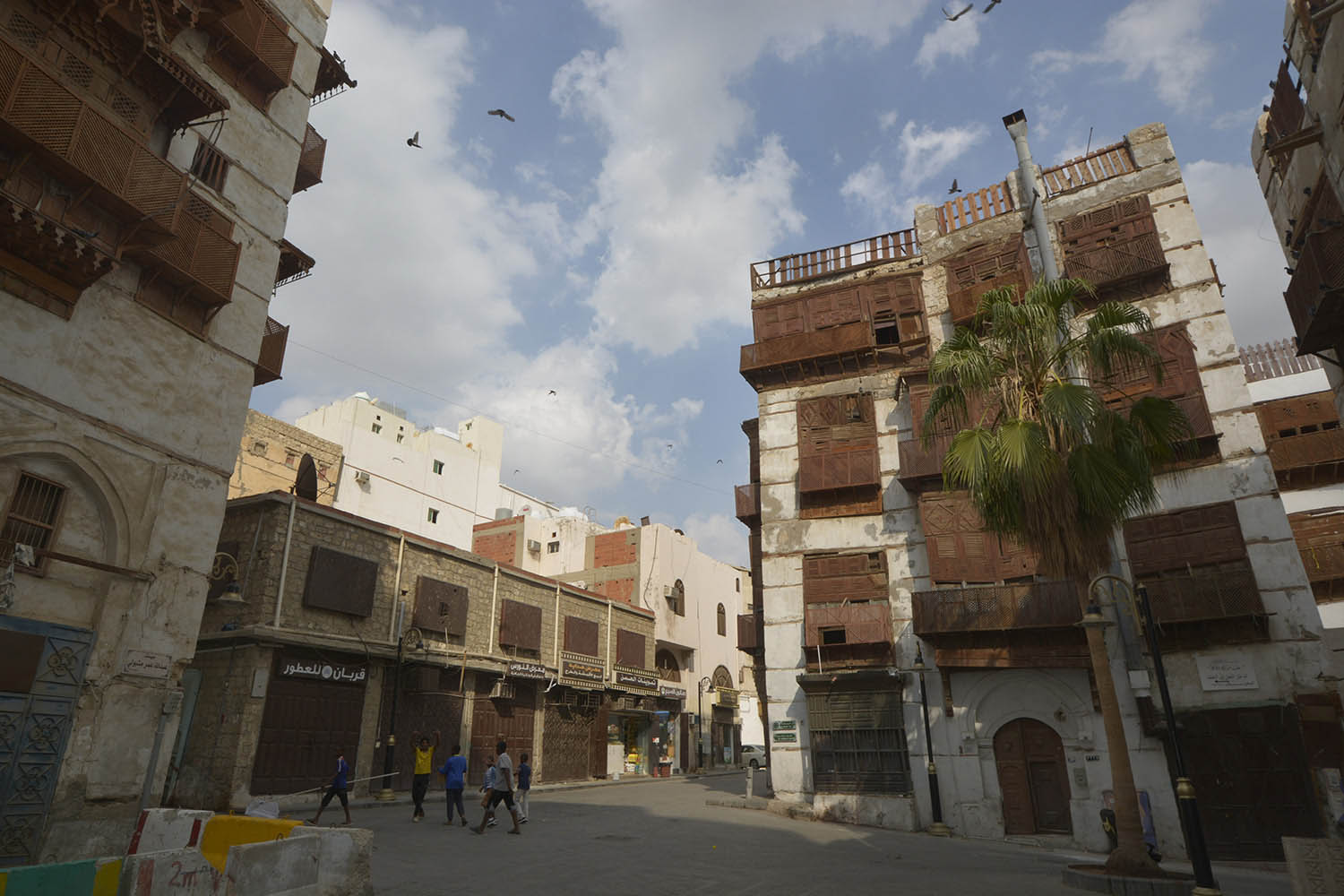 Street view with facades from al Balad, the historic heart of Jiddah