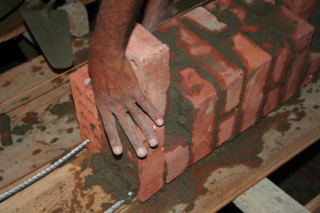 Brick beam during construction