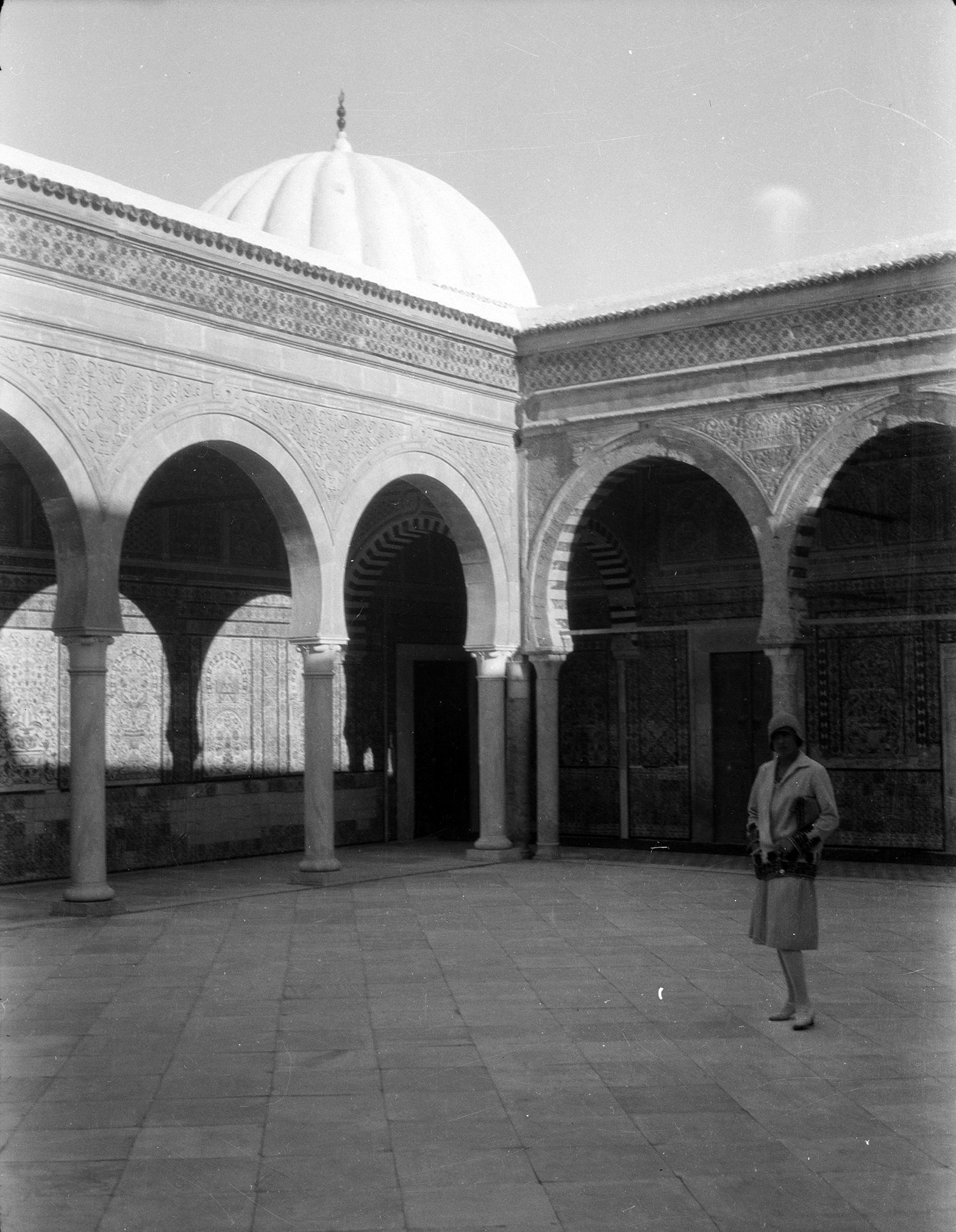 Madeleine Collart in the courtyard of the Barber's Mosque