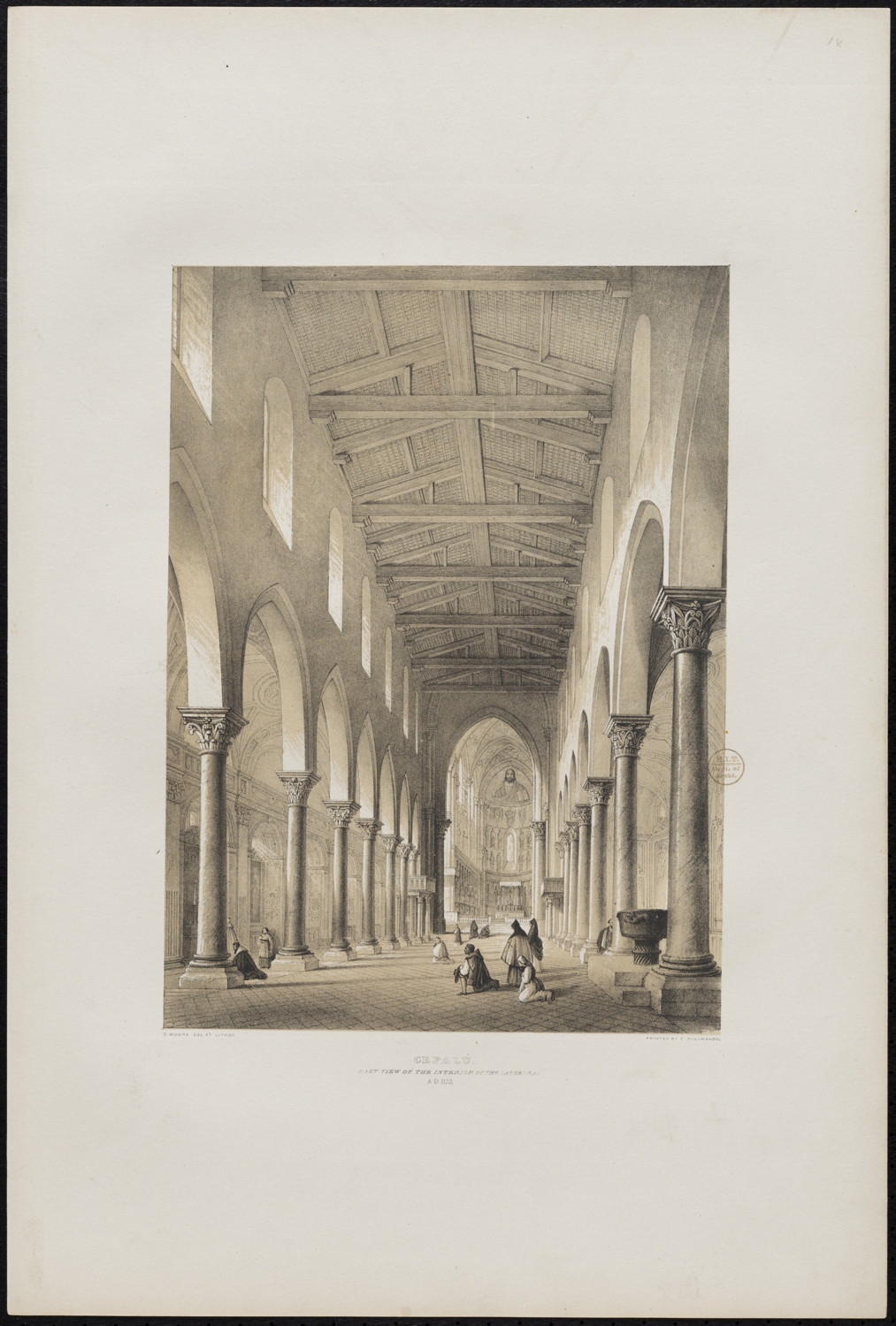 Lithograph, interior view of the cathedral