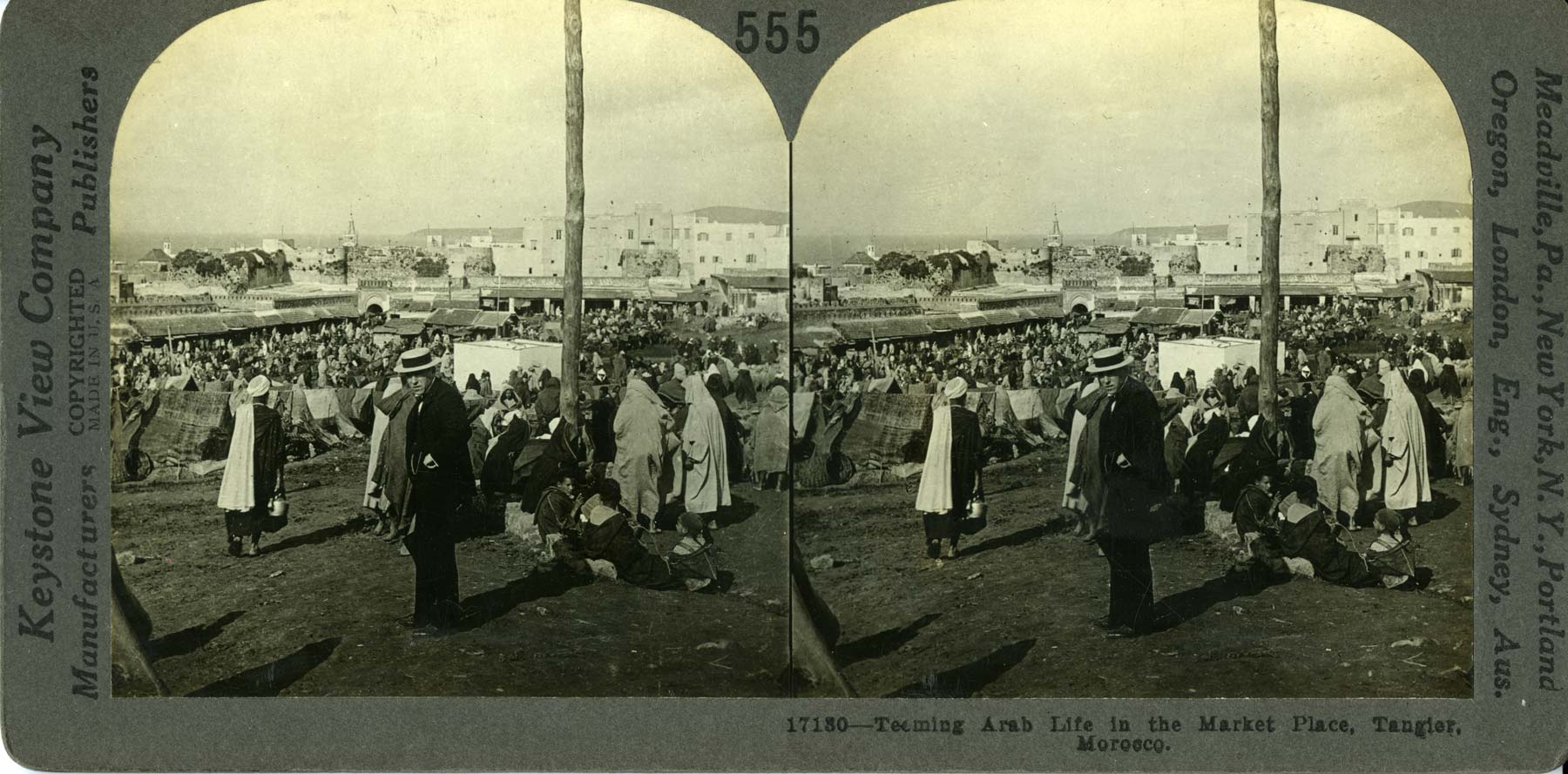 Front, "Teaming Arab Life in the Market Place, Tangier, Morocco"