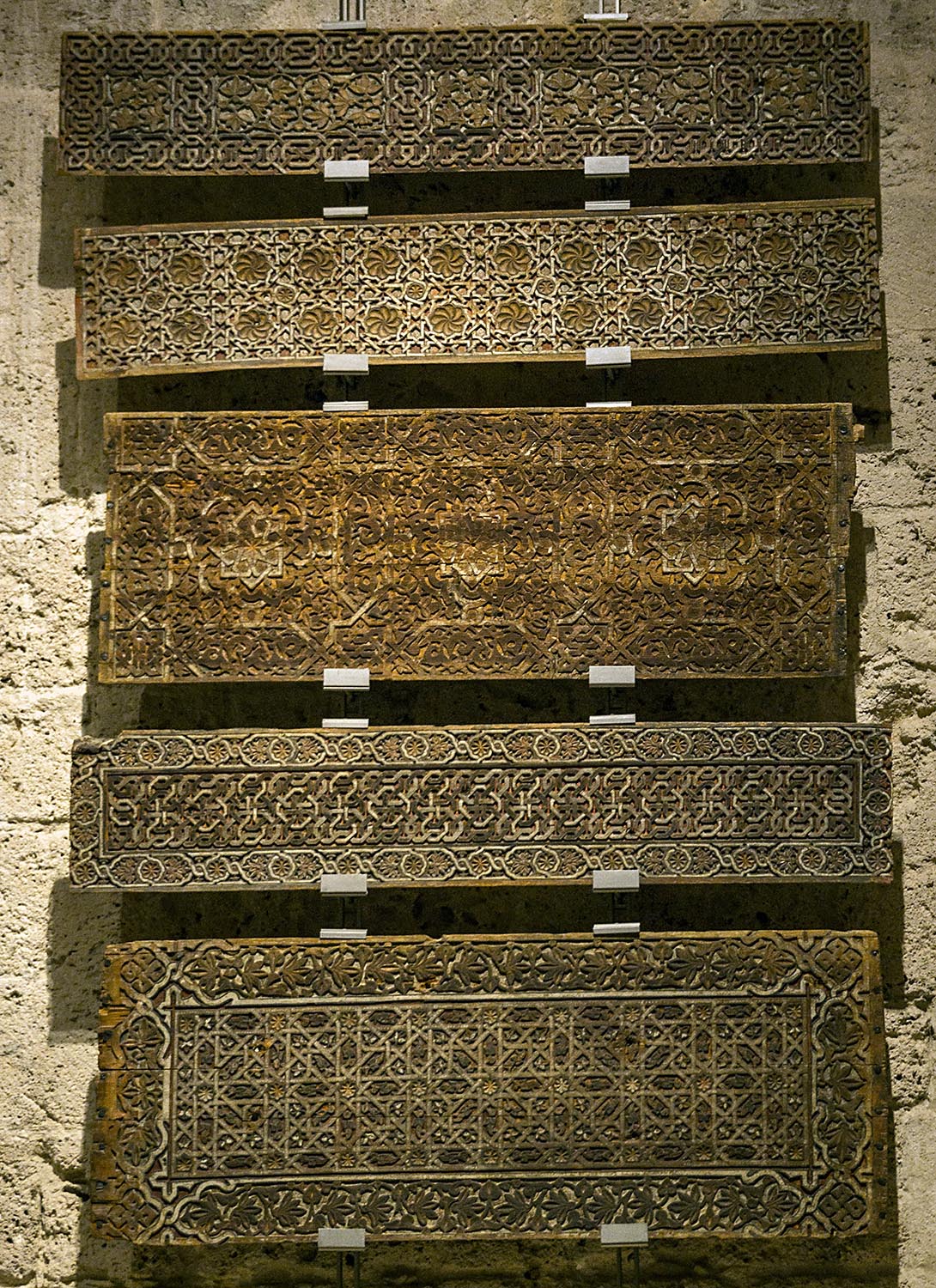 Patterned panels on display, Alhambra Museum