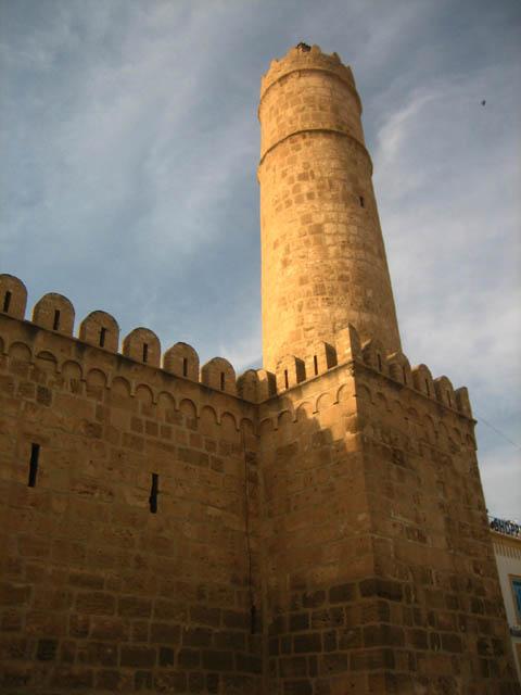 Ribat Sousse - Exterior view of ribat tower over the southeastern corner of the ribat