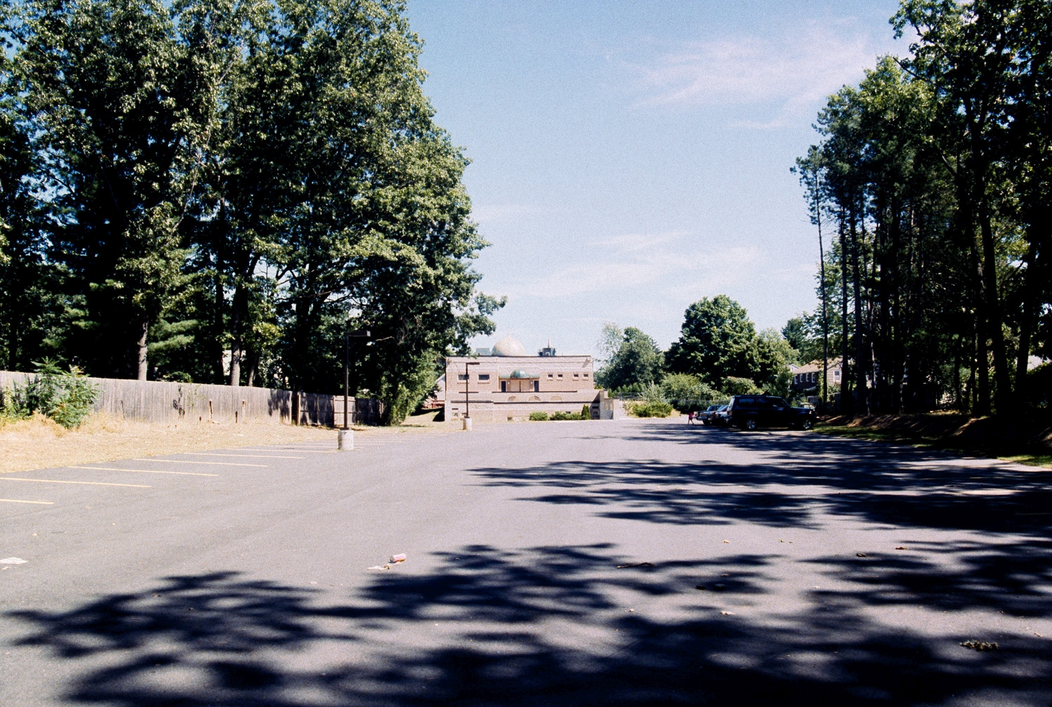 Islamic Society of Western Massachusetts - View across parking lot towards rear of original mosque, prior to expansion