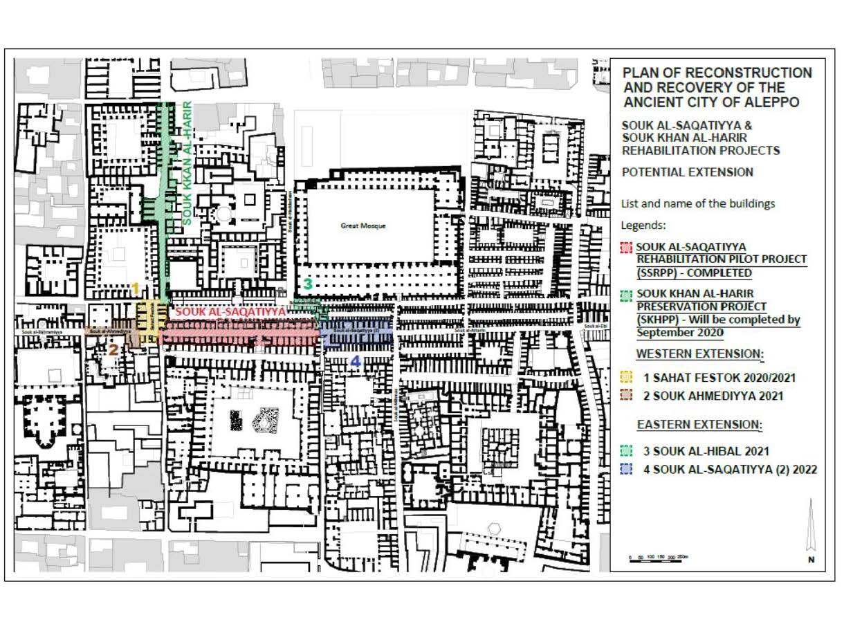 <p>Plan of the Central Souk showing rehabilitation interventions by the Aga Khan Cultural Services-Syria</p>