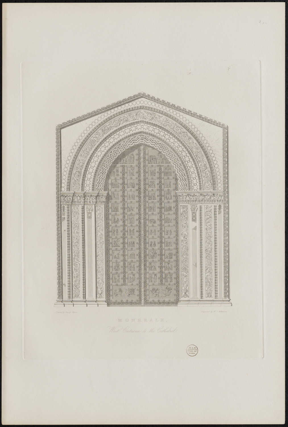 Lithograph of the west entrance