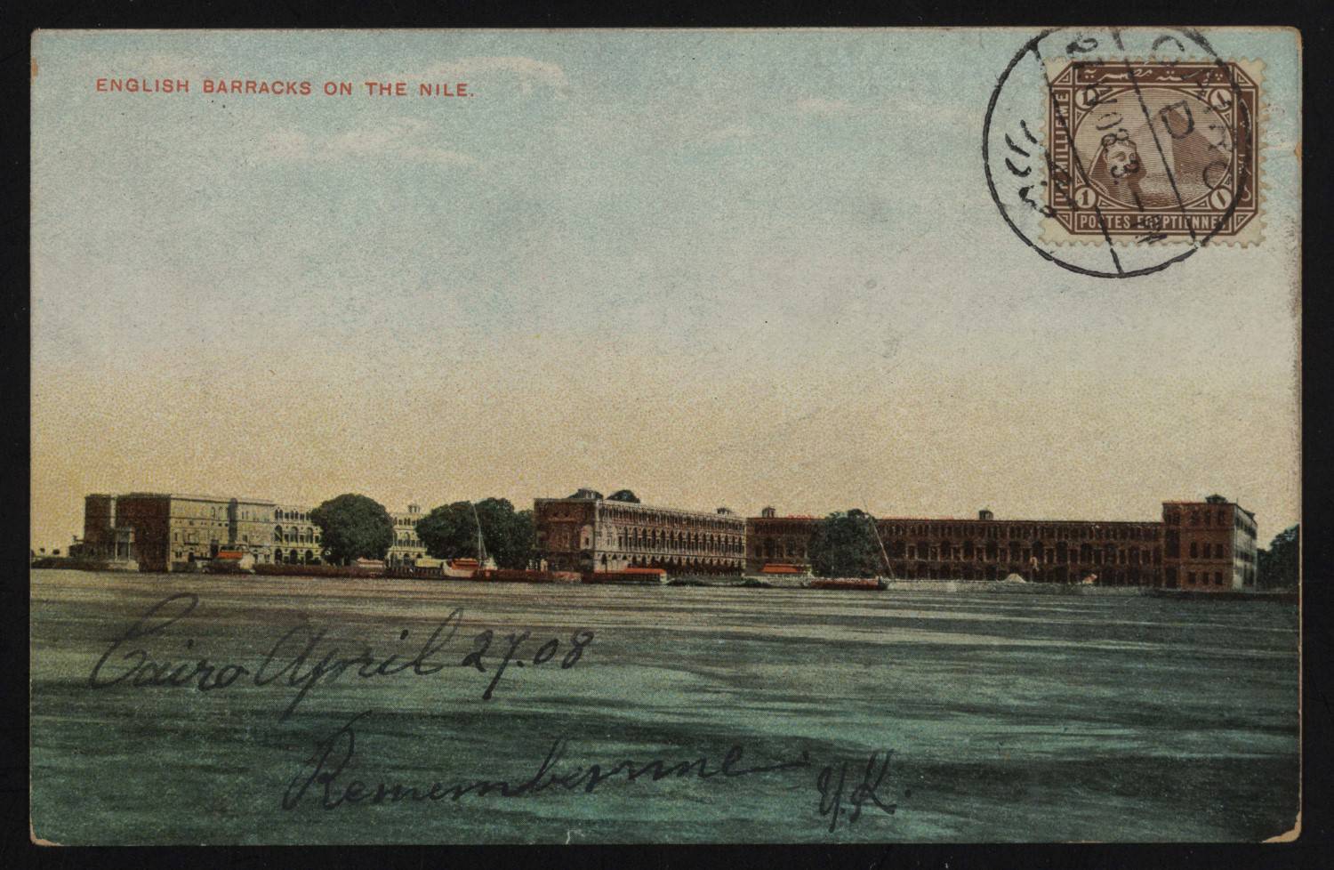 Postcard of English Barracks on the Nile