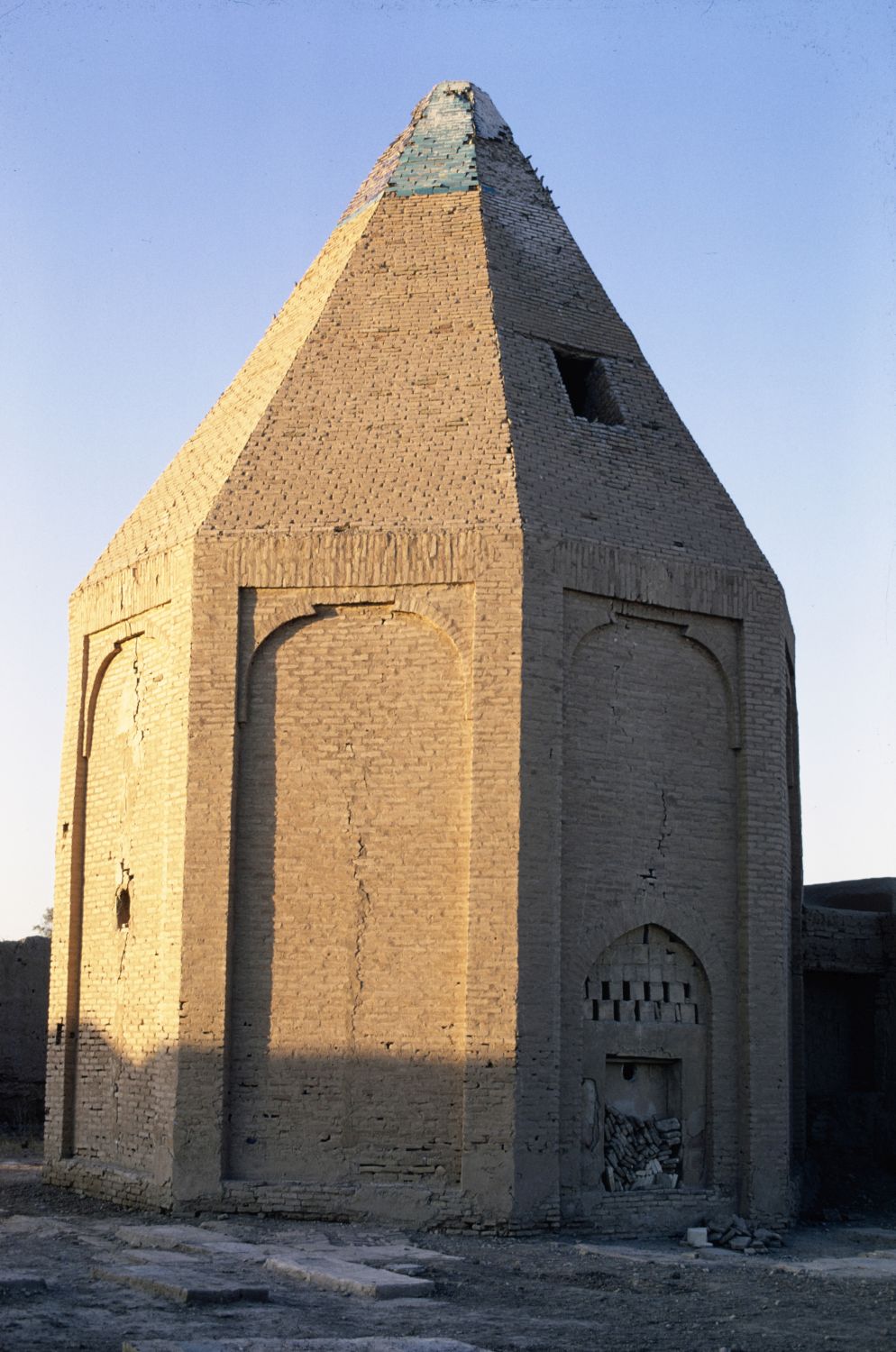 Exterior view of tomb tower.