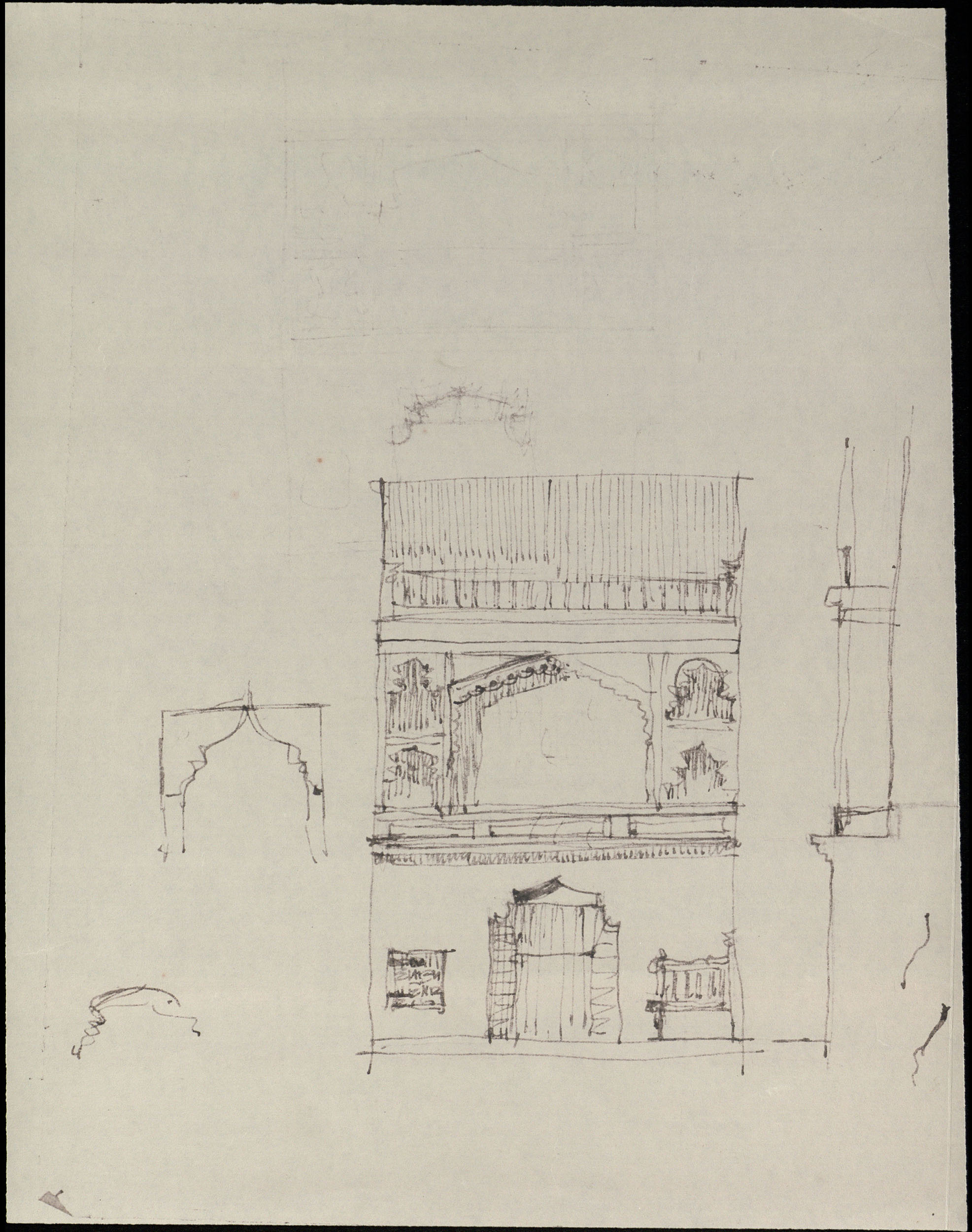Hassan Fathy - Unidentified sketch, possibly of a building façade