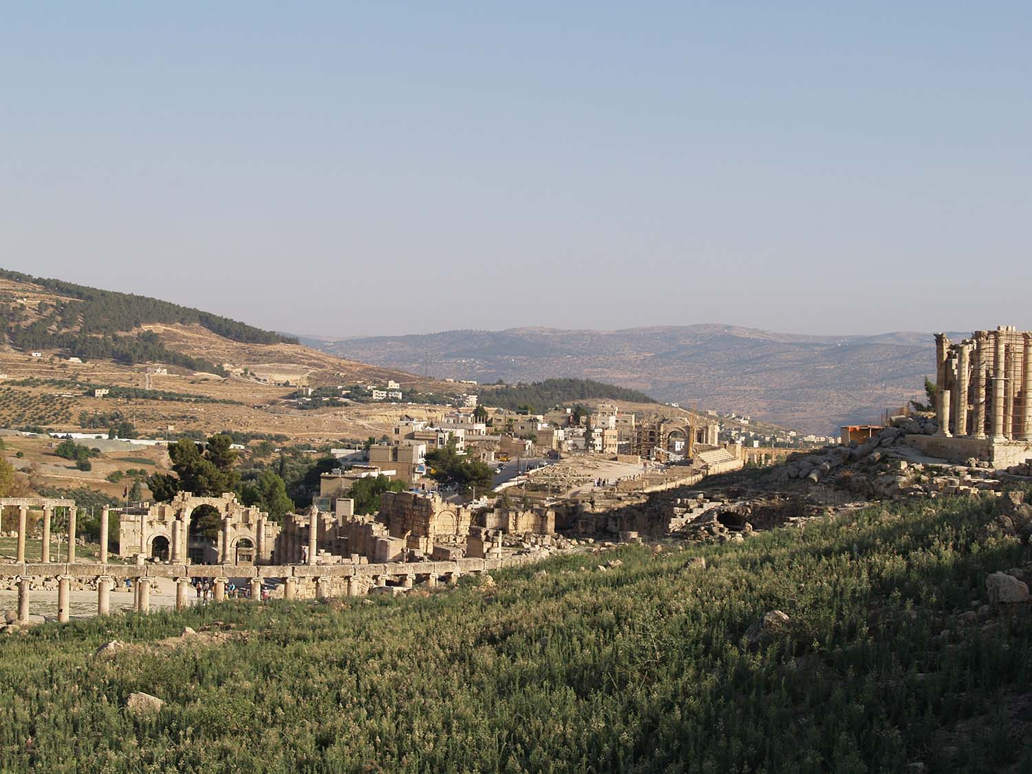View of Oval Plaza and South Gate (left), Zeus Temple Complex (far right), and Arch of Hadrian and Hippodrome (background)
