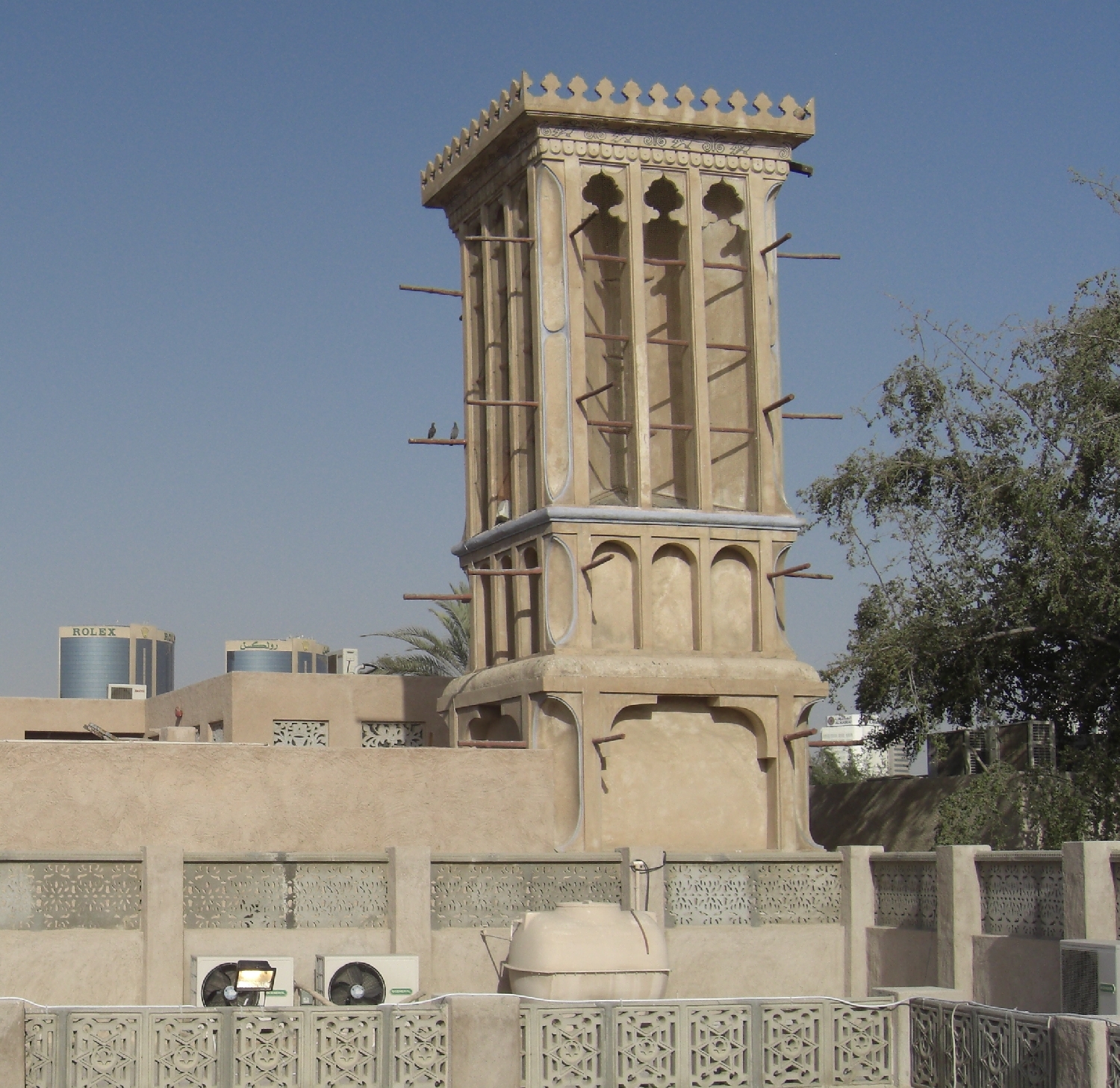<p>Wind tower on a house in the Bastakiya district</p>