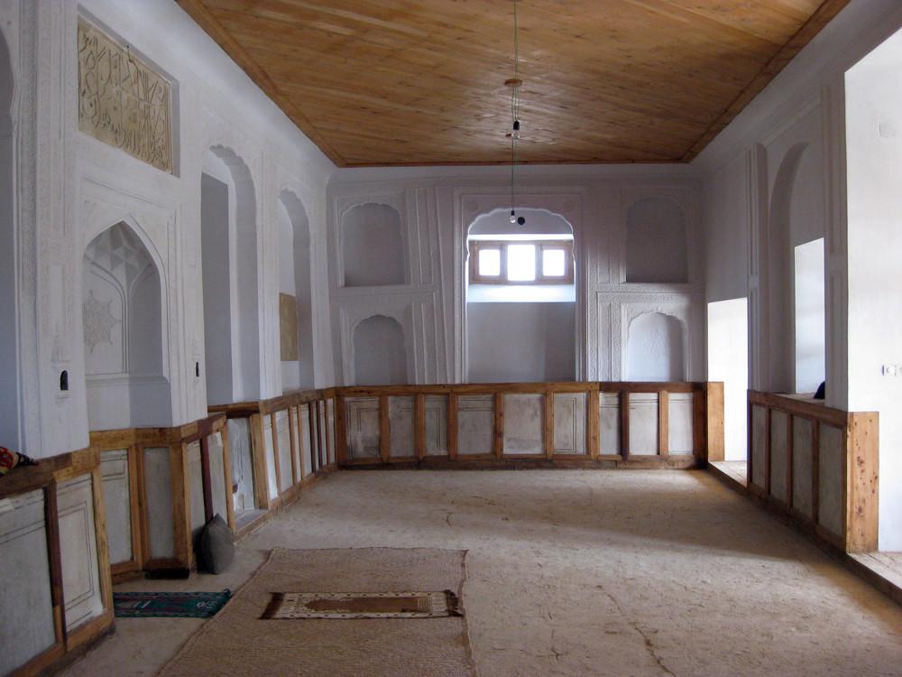 Interior after restoration, mihrab at left