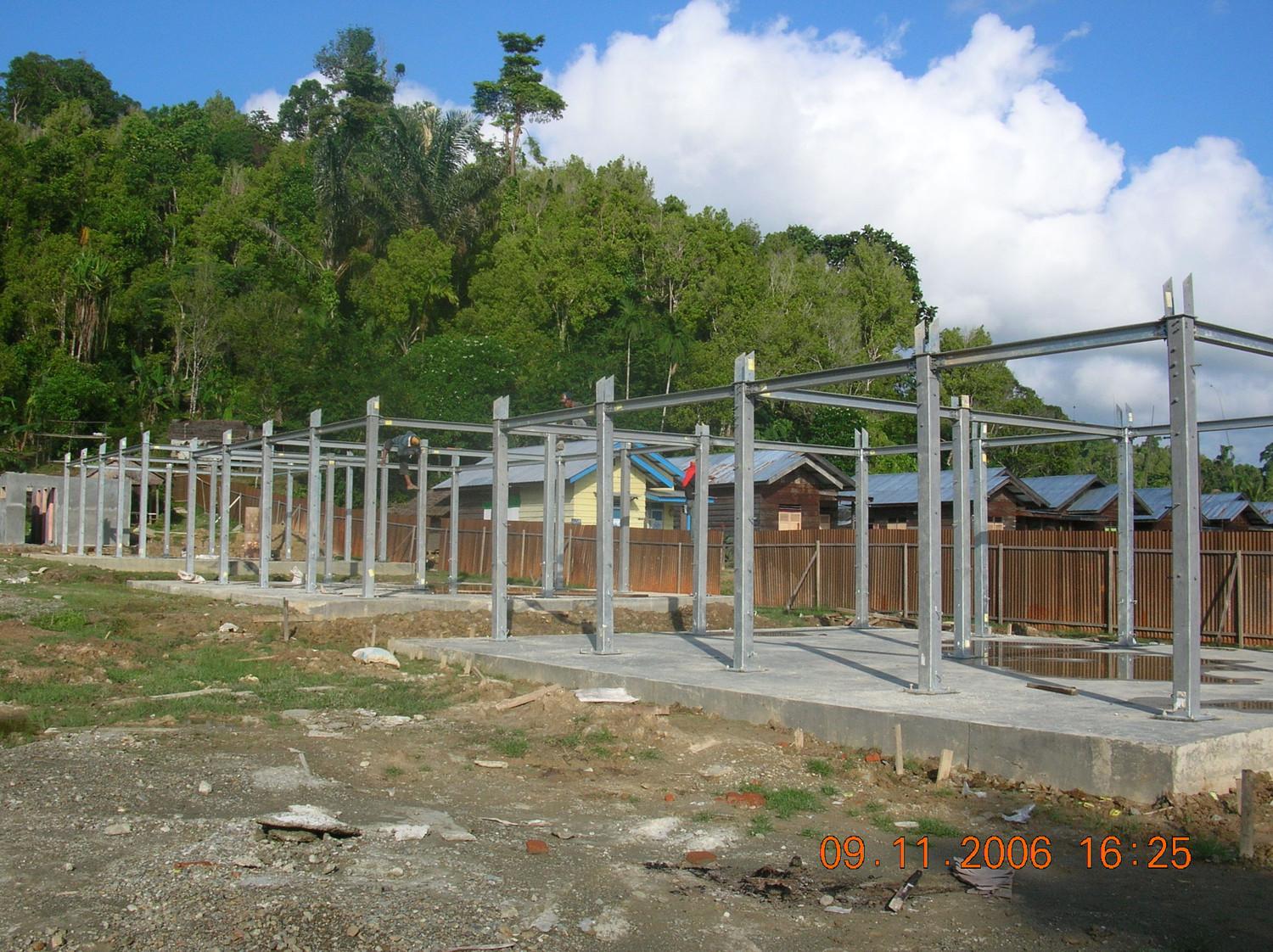 Foundation and steel frame