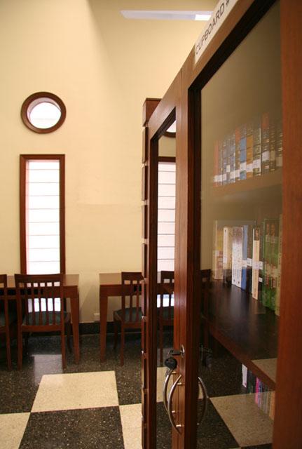 Interior view of the first floor library