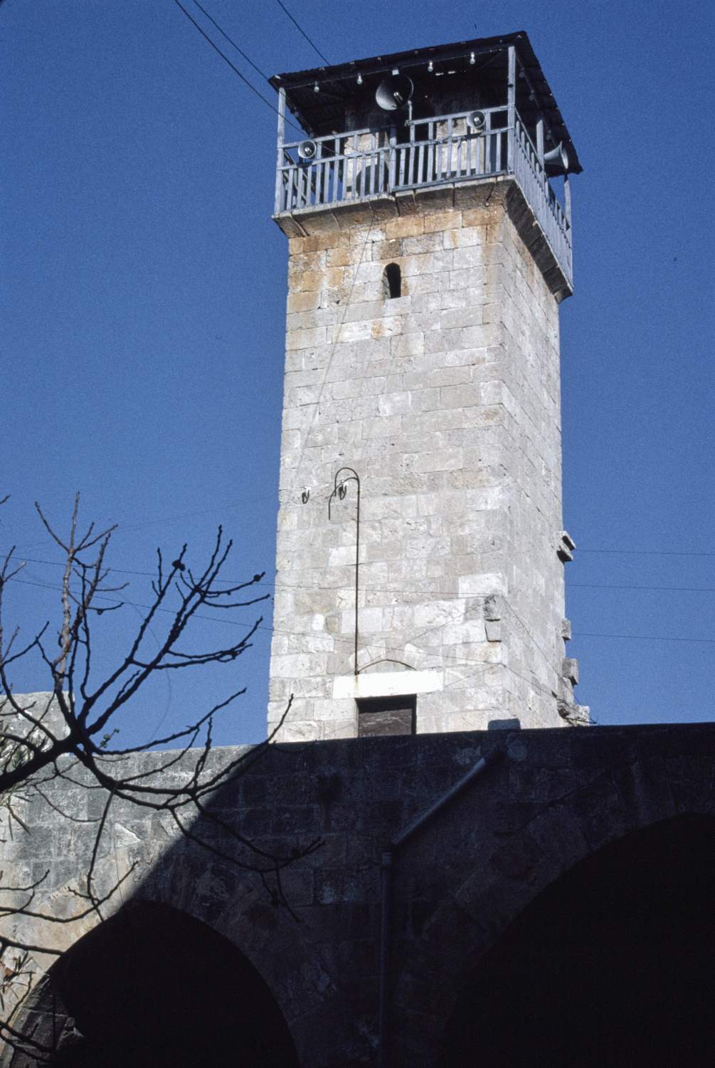 View of minaret from within courtyard.