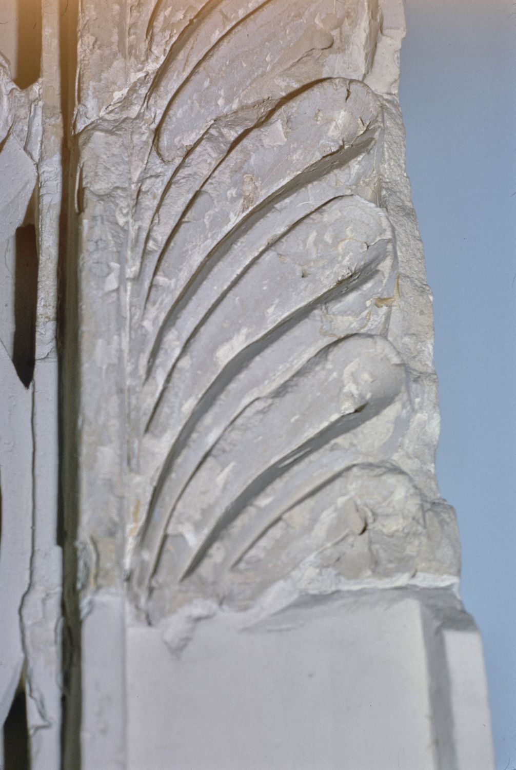 Detail of a stucco molding from Qasr al-Hayr al-Gharbi displayed in the National Museum, Damascus.