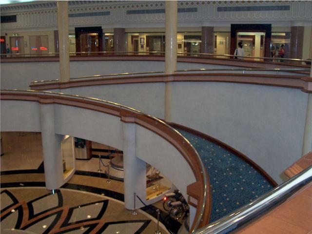 Atrium with circular ramp to allow natural flow of visitors
