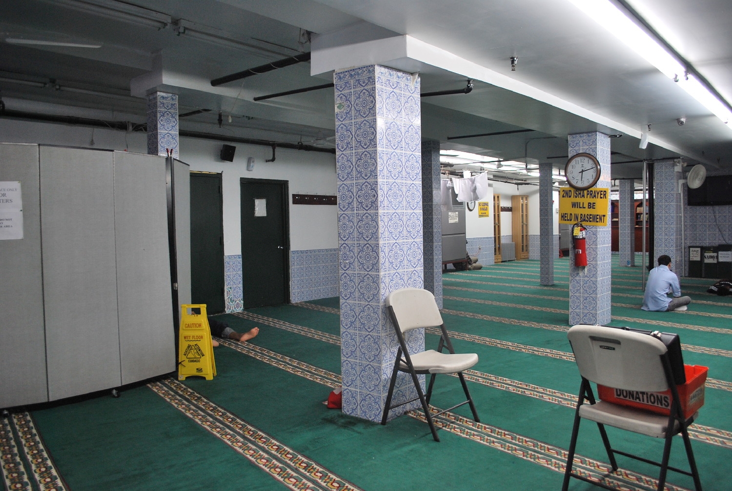 Prayer hall, with partitions for women's area at left