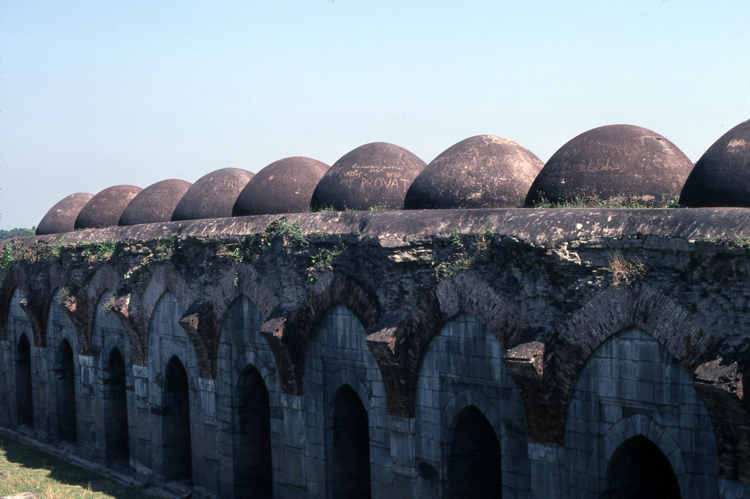 View of the western (inner) side of the verandah, showing row of domes