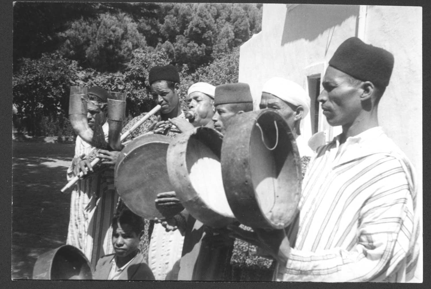 Musicians of the Beni Bouifrour play in Segangan, Morocco