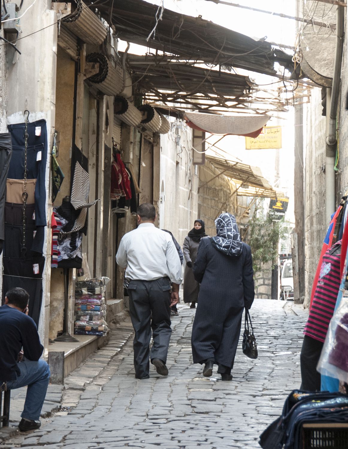 Street with awnings in Aleppo, Syria.