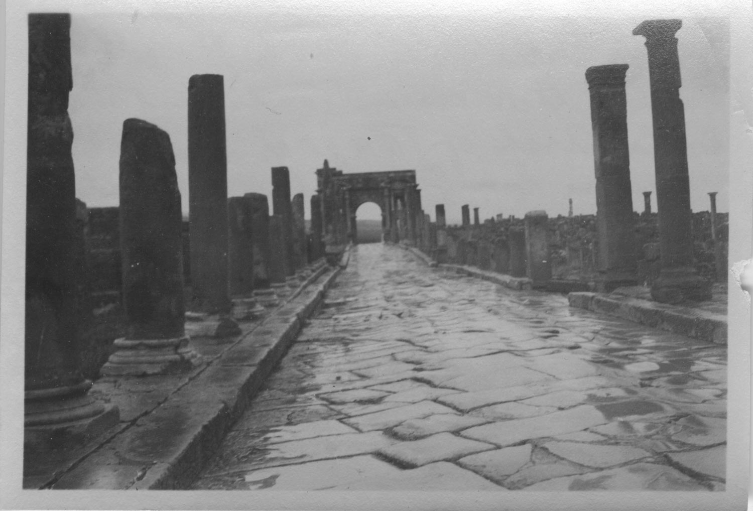 View along the main road to the Arch of Trajan