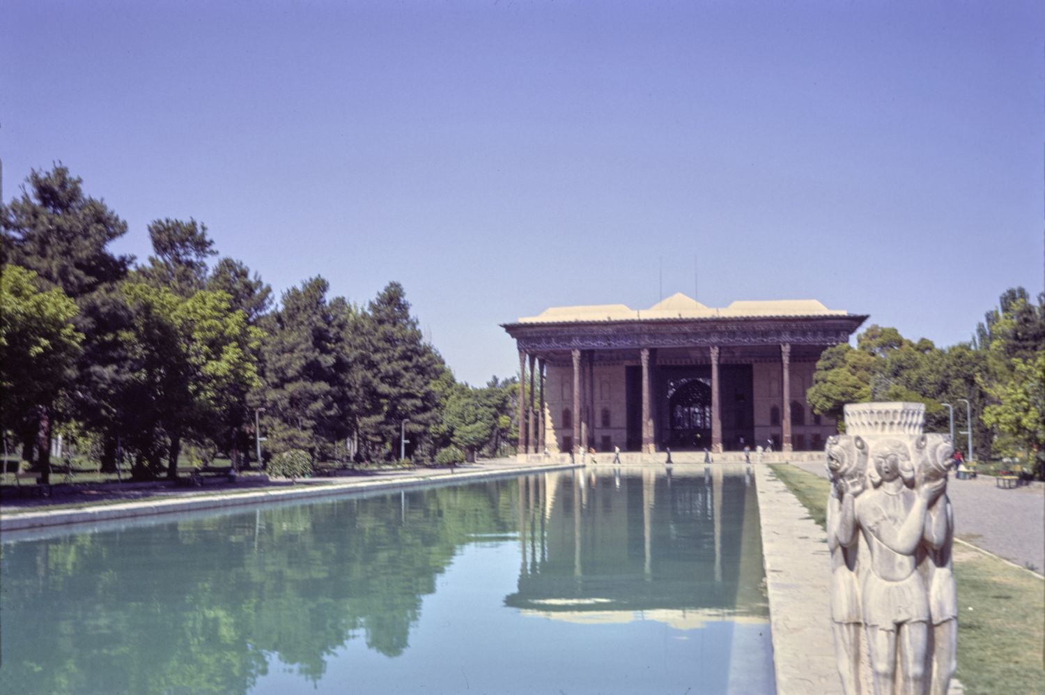 General view from east across reflecting pool toward talar porch.