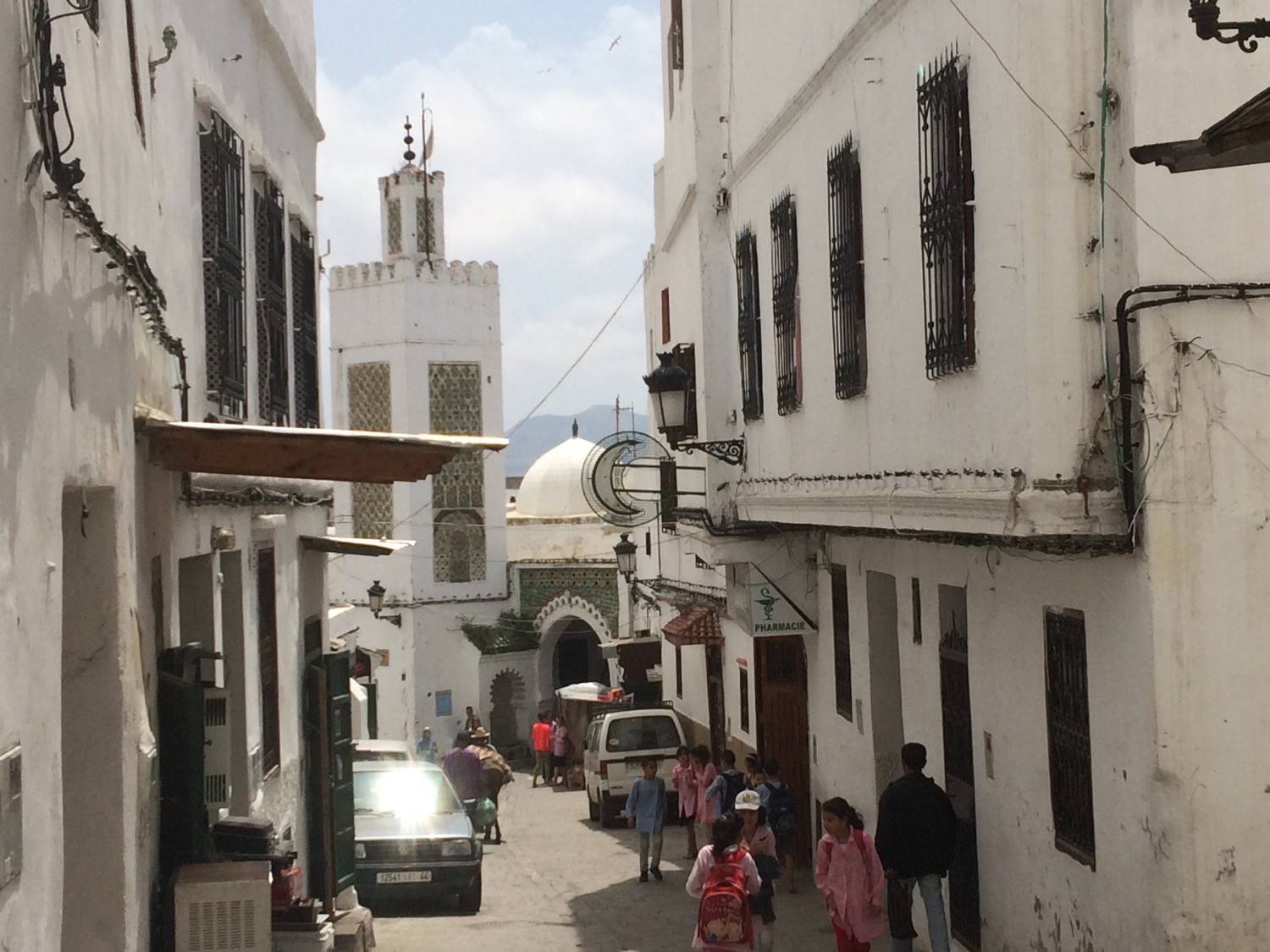 View down the street to the mosque