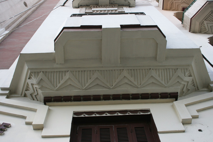 Pyramidal forms which decorate the underside of the balconies