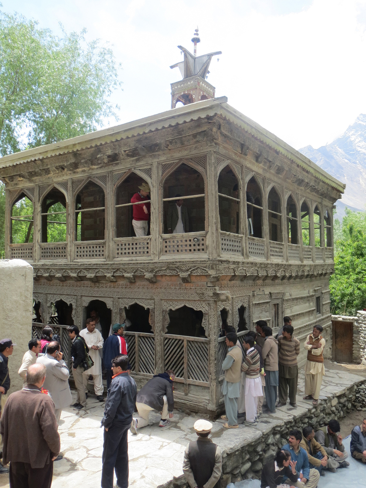 Community and guests are interacting with the historic structure