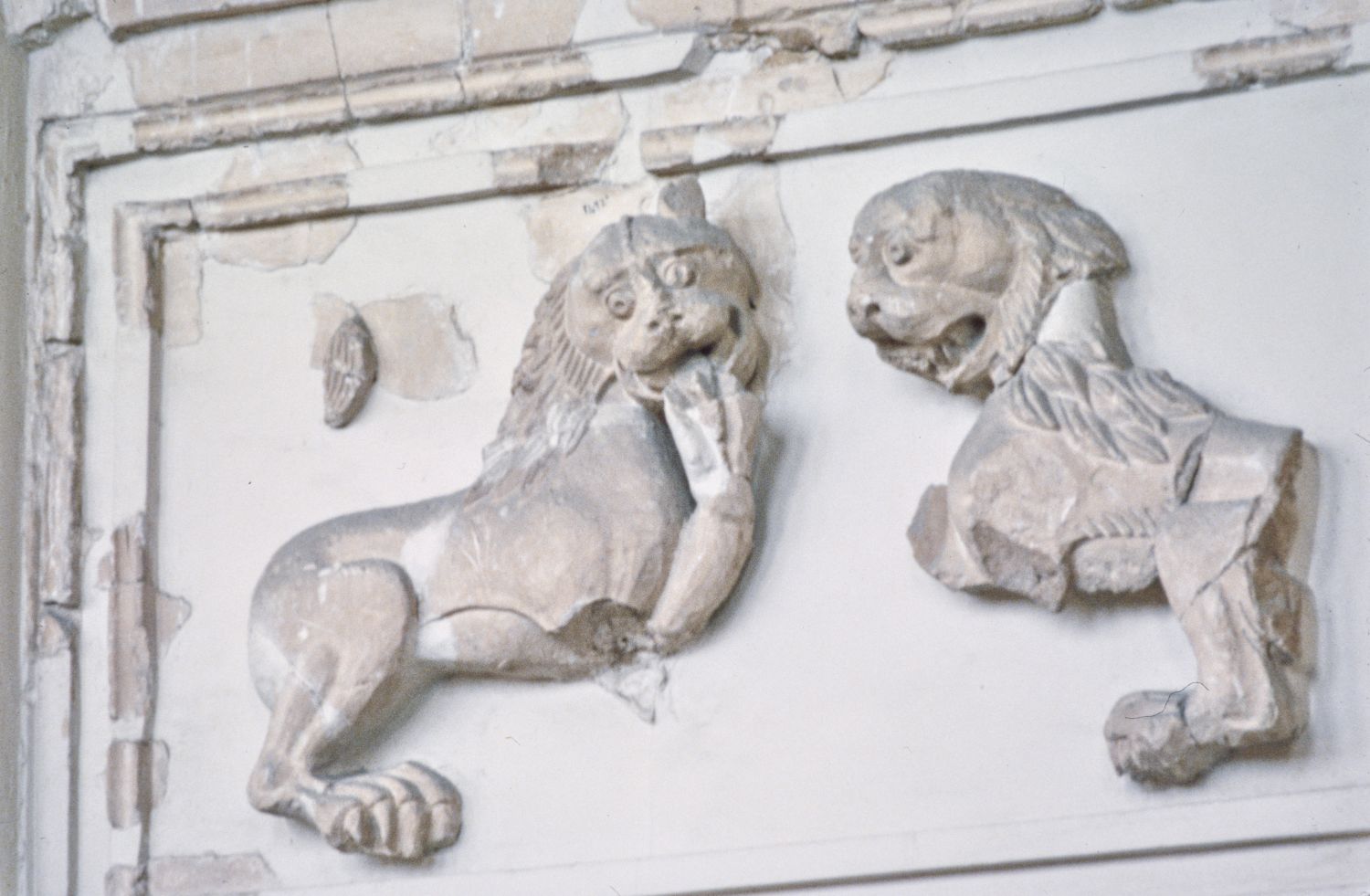 Reconstructed rampant lions found at Qasr al-Hayr al-Gharbi on display at the National Museum, Damascus.