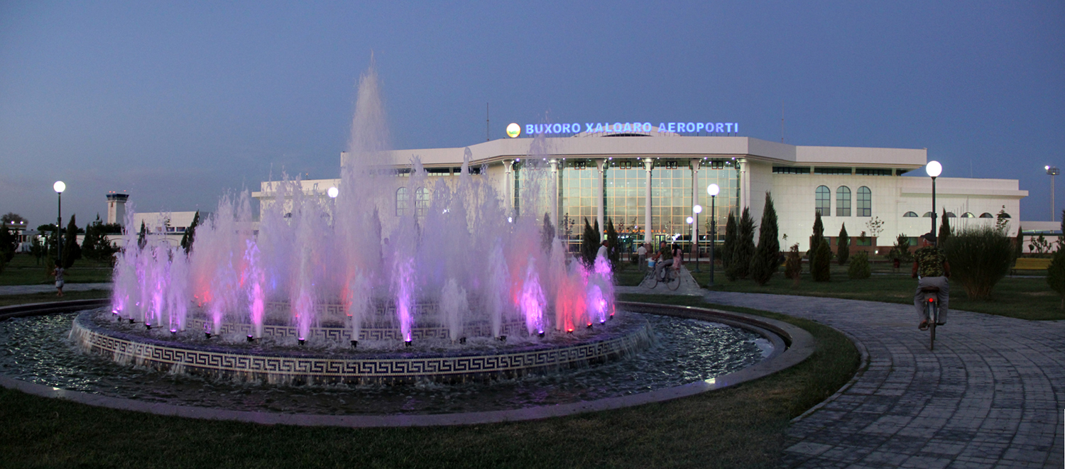 Airport main facade, night view  