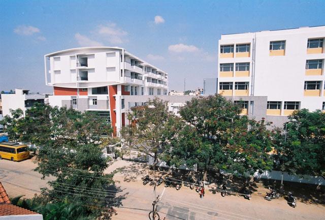 B. Education, law and hostel block seen from southern side