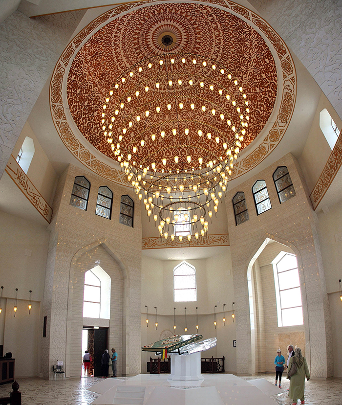 The interior of the main hall with the Koran