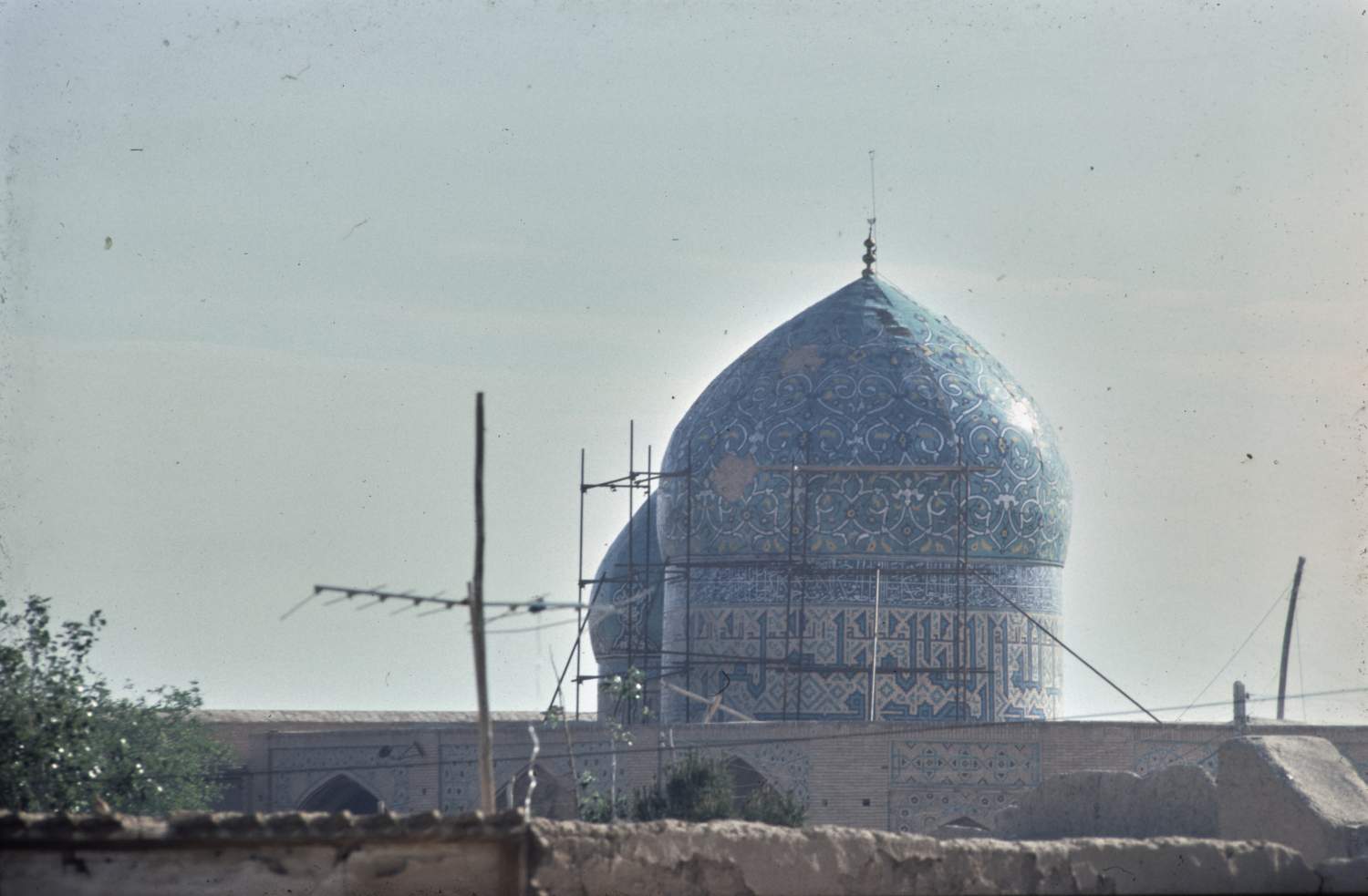 Darb-i Imam - View of domes from area to the southwest of the complex.