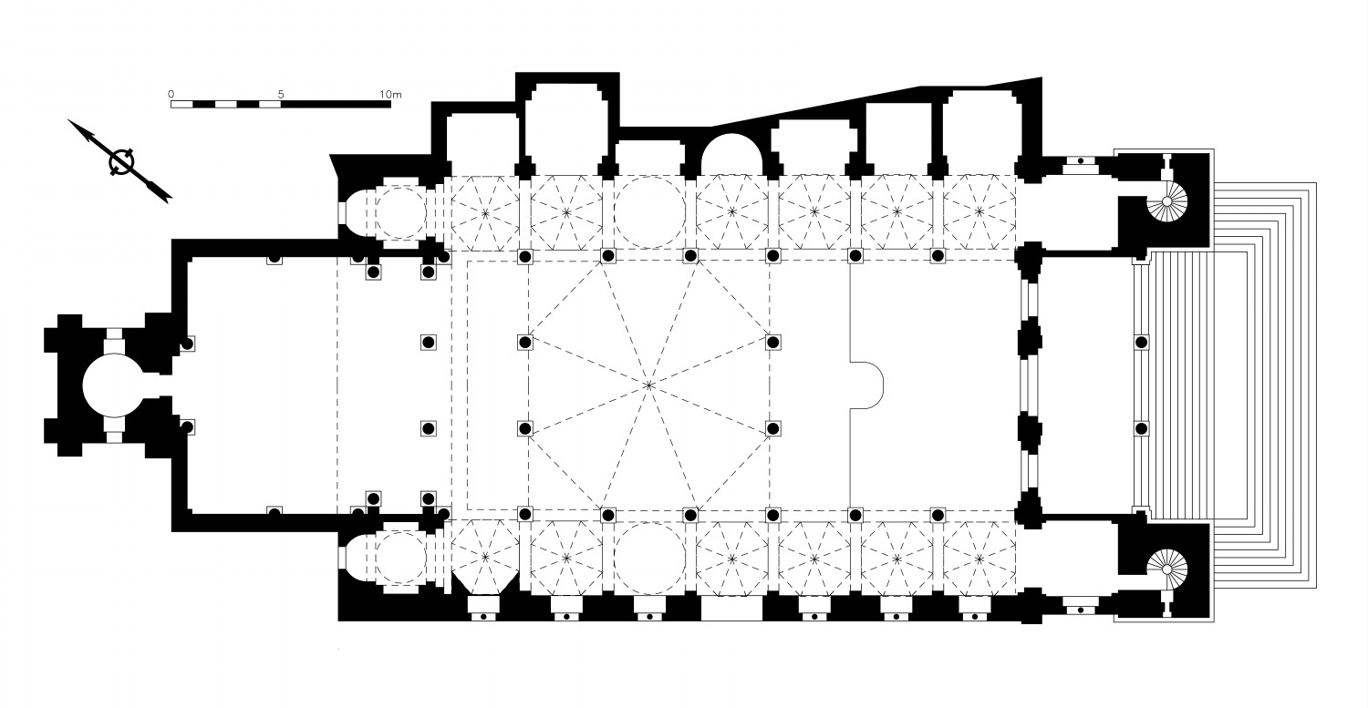 Jami' Ketchaoua - Floor plan of the mosque, Based on Ravoisié (1851)