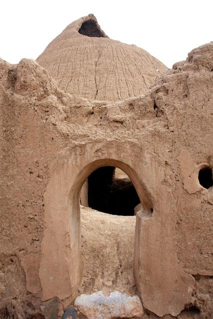 Exterior partial view of yakhchal located inside the Jalali citadel in Kashan