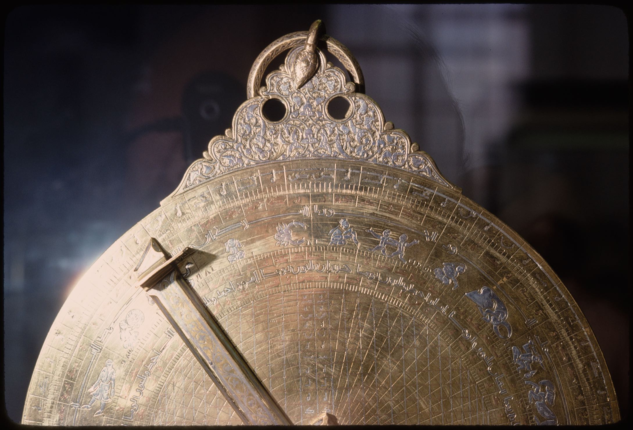 Detail of brass astrolabe inlaid with silver and copper (British Museum 1855,0709.1)