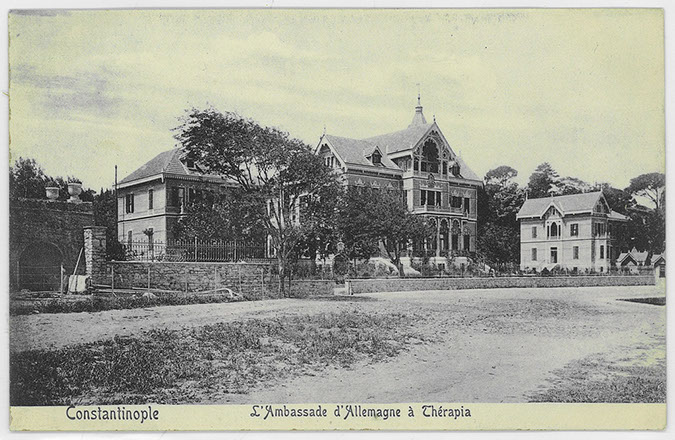 Istanbul, Tarabya district, general view of the German Embassy. "Constantinople, L'Ambassade d'Allemagne a Therapia"