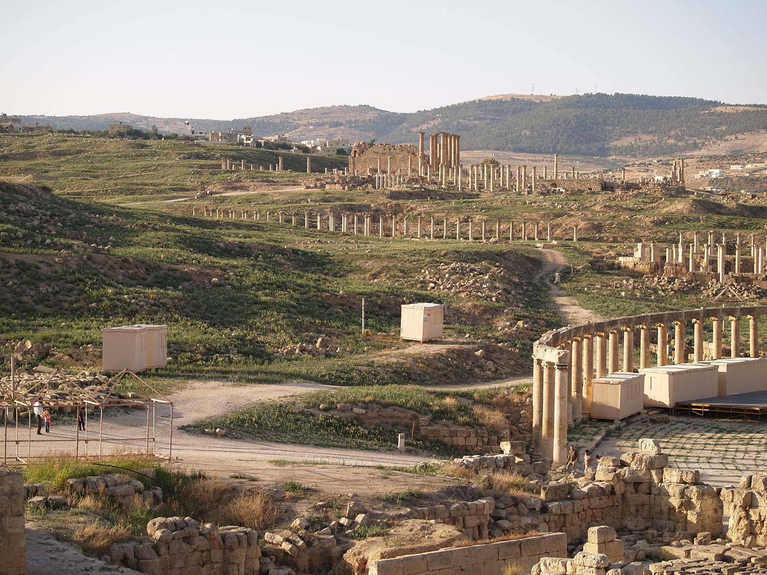 Northeast view; Oval Plaza on far right of foreground, Temple of Artemis in background