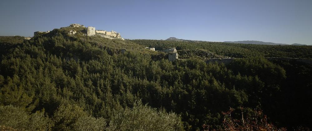 Distant view of citadel atop hill