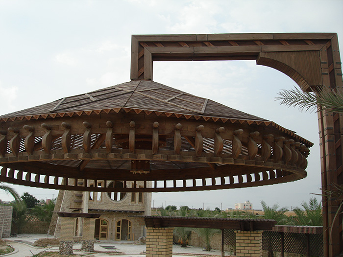Wooden pergola made of recycled wood  