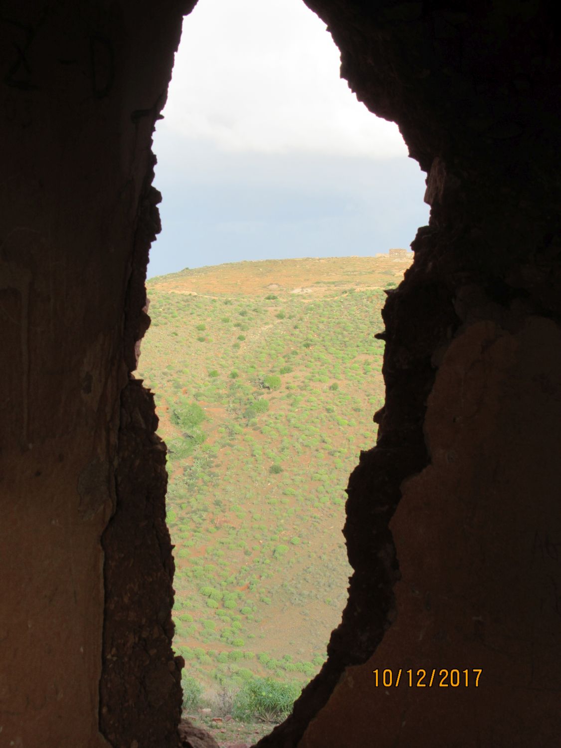 View through a hole in the wall.