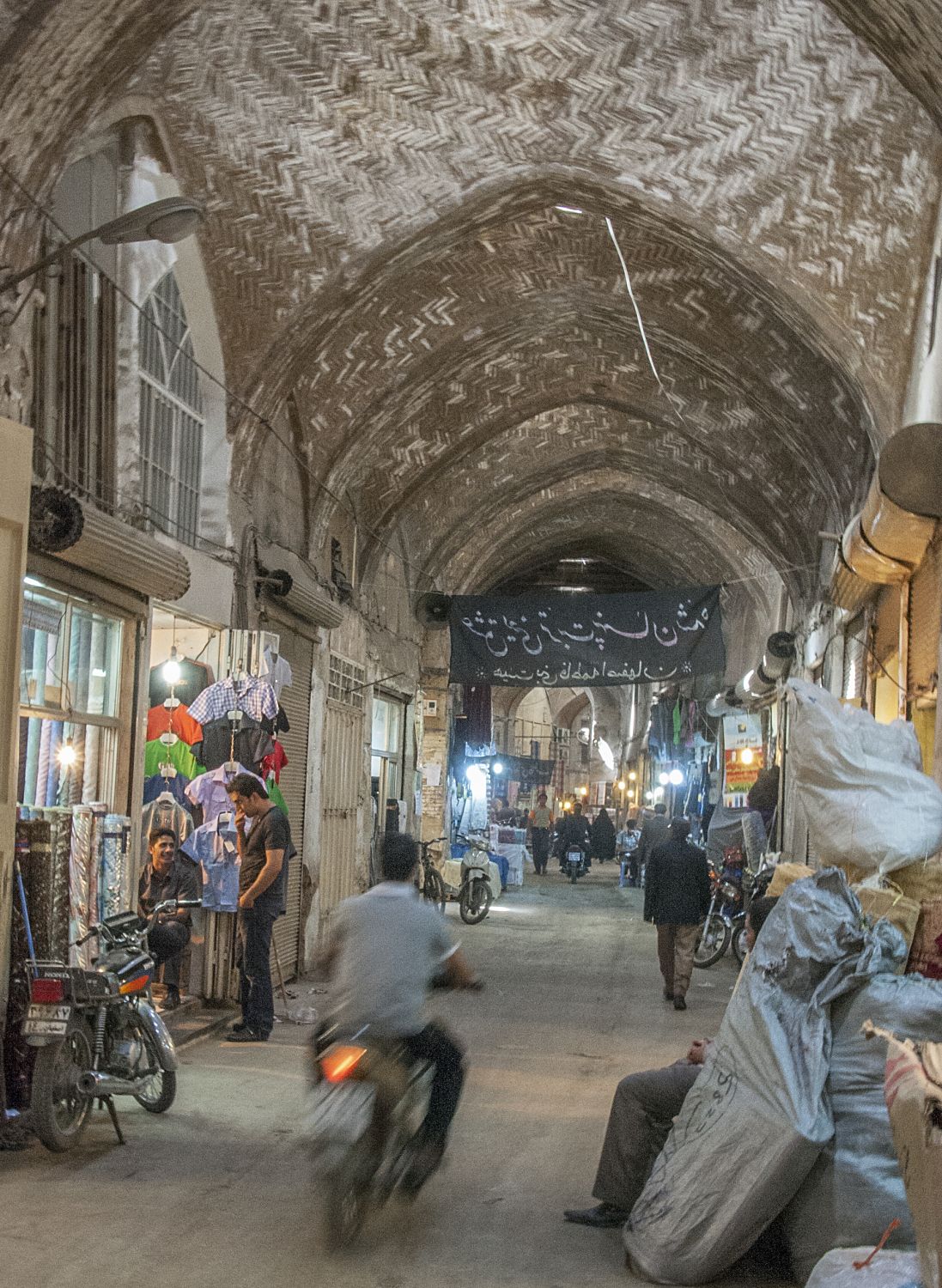 View of covered street within bazaar.