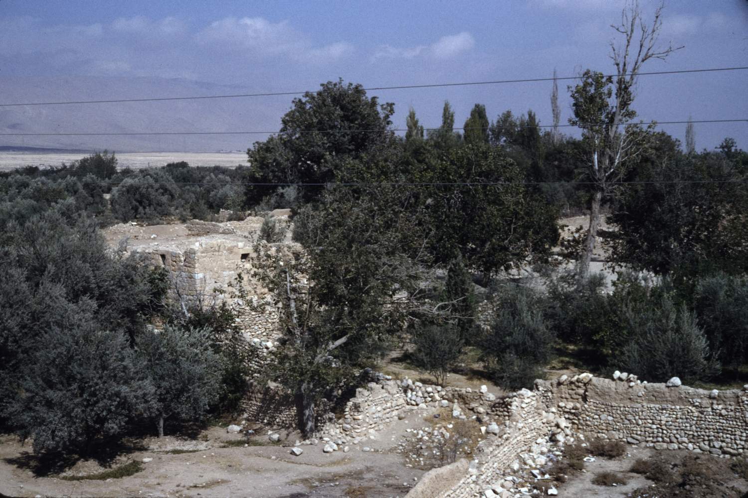 View of ruins in the countryside.