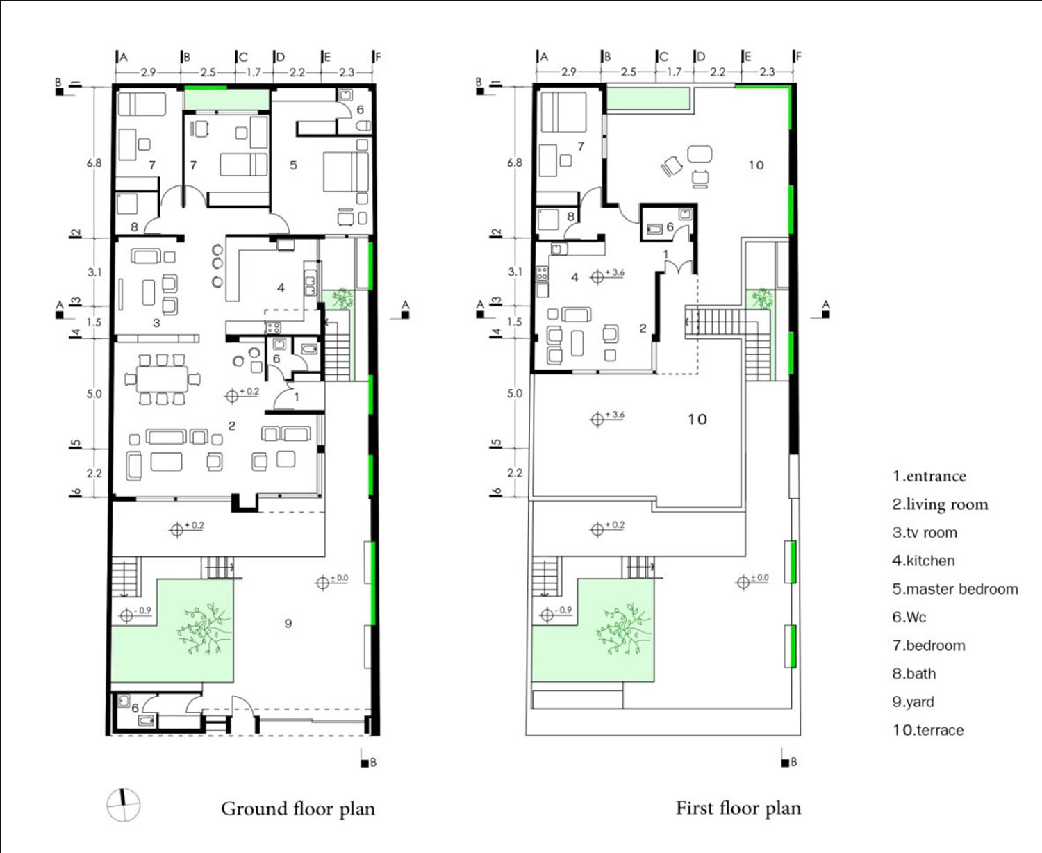 Ground floor and first floor plans